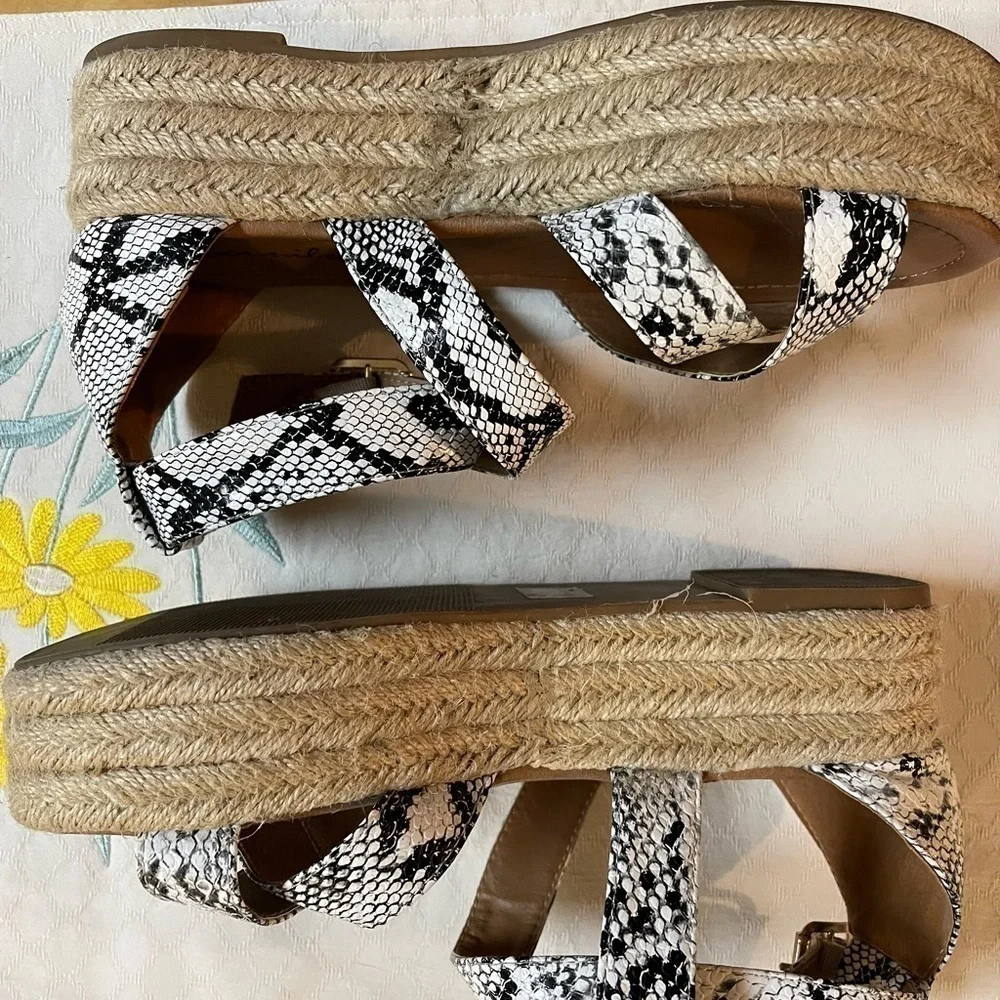 Bonnibel Snakeskin Print Black & White Espadrilles